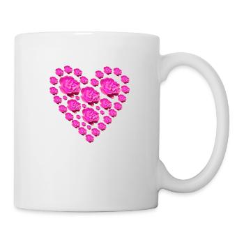 pink roses heart - Mug - white - Right