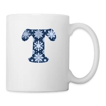 Lettre T Flocons de neige - Mug blanc - blanc - Droite