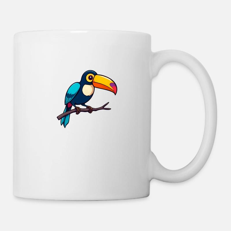Playful Turquoise Toucan on a Sunny Branch - Mug - white