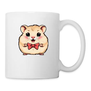 Charmanter Hamster mit roter Fliege - Tasse - Weiß - Rechts