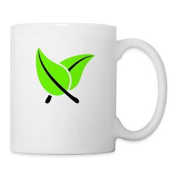 2 Green Beautiful Leaves Eco Spring Summer Nature - Mug - white - Right