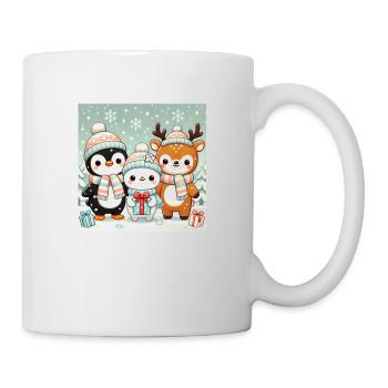 Niedliche Tiere im Winteroutfit - Tasse - Weiß - Rechts