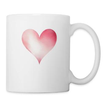 Wasserfarbe Herz - Tasse - Weiß - Rechts
