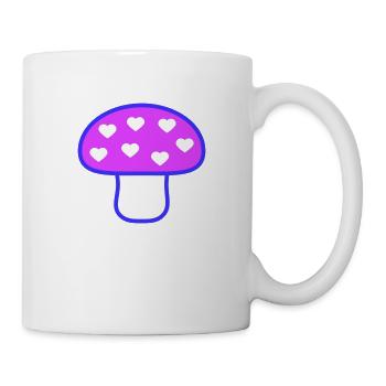 Pinker Pilz Leuchtende Farbe Liebe Herz Fungus - Tasse - Weiß - Rechts