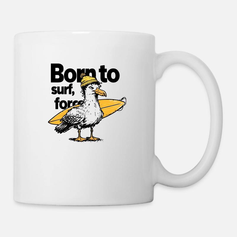 Surfen Möwe mit Einstellung - Tasse - Weiß