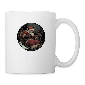 Voyage d’hiver : le Père Noël et son fidèle compagnon - Mug blanc - blanc - Droite