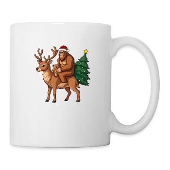 Teddy Santa Bigfoot reitet einen Hirsch Weihnachten - Tasse - Weiß - Rechts