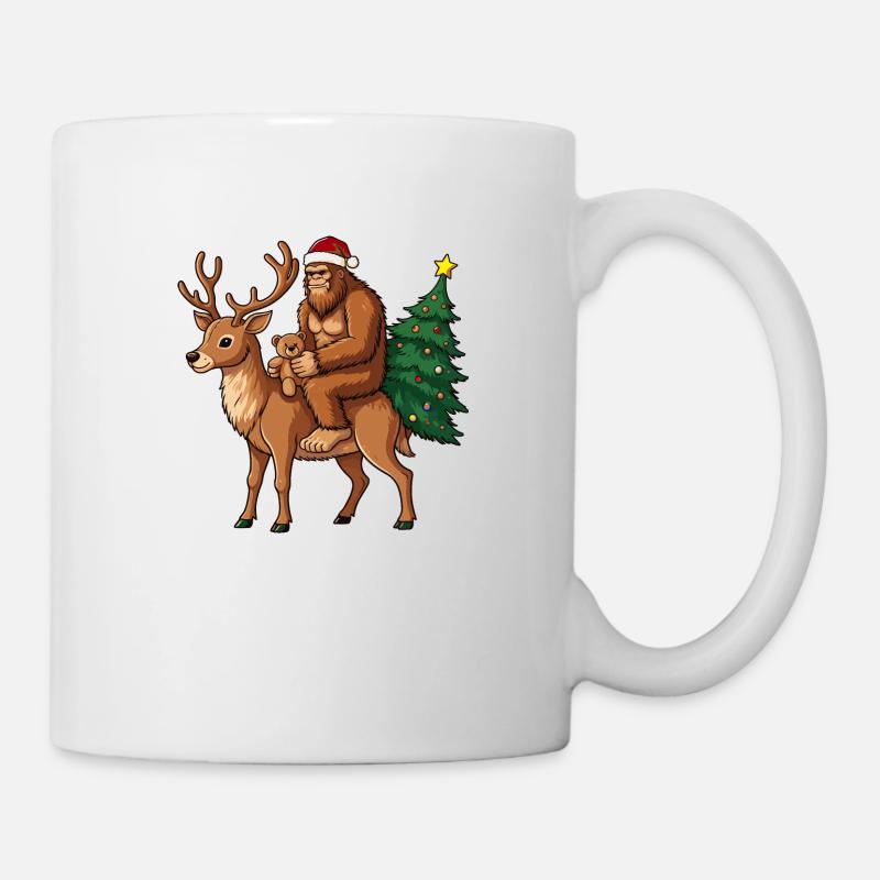 Teddy Santa Bigfoot ride a deer Christmas - Mug - white