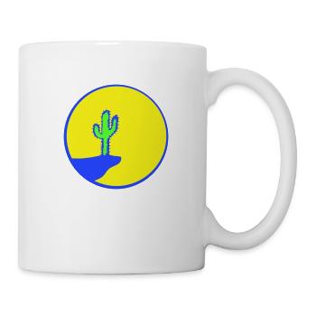 Cactus Moon Evening Mountain Cliff Night Cacti Desert - Mug - white - Right