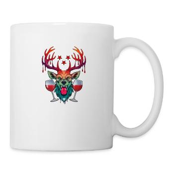 09 Party Deer Two Glasses of Wine Red Wine Cheers Star - Mug - white - Right