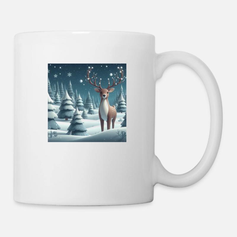 Rentier in Schneelandschaft - Tasse - Weiß