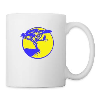 Baum Eule Vogel Mond Klippe Rund Nacht Silhouette - Tasse - Weiß - Rechts