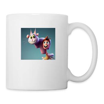 Autistic Art - Ich liebe meine rosa Katze - Tasse - Weiß - Rechts