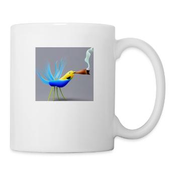Autistic Art – Smoking relaxes the canary - Mug - white - Right