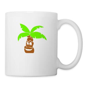 Lustige Palme Gesicht Insel Urlaub Glücklich Comic - Tasse - Weiß - Rechts