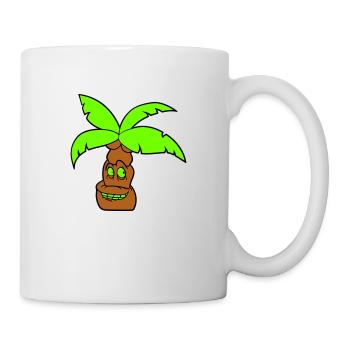 Lustige Palme Gesicht Insel Urlaub Glücklich Comic - Tasse - Weiß - Rechts