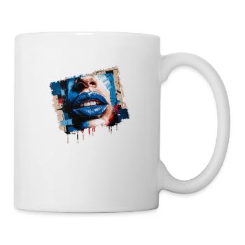 Abstrakte Lippen, die mit einem bunten Pinsel bemalt sind - Tasse - Weiß - Rechts