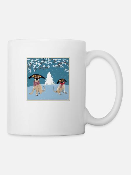 Hund Winter - Tasse - Weiß