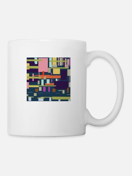 Vierrecke mit Muster mit Hintergrund in Grün. - Tasse - Weiß