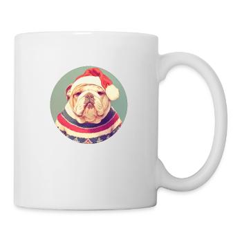 Christmas motif with an English bulldog - Mug - white - Right