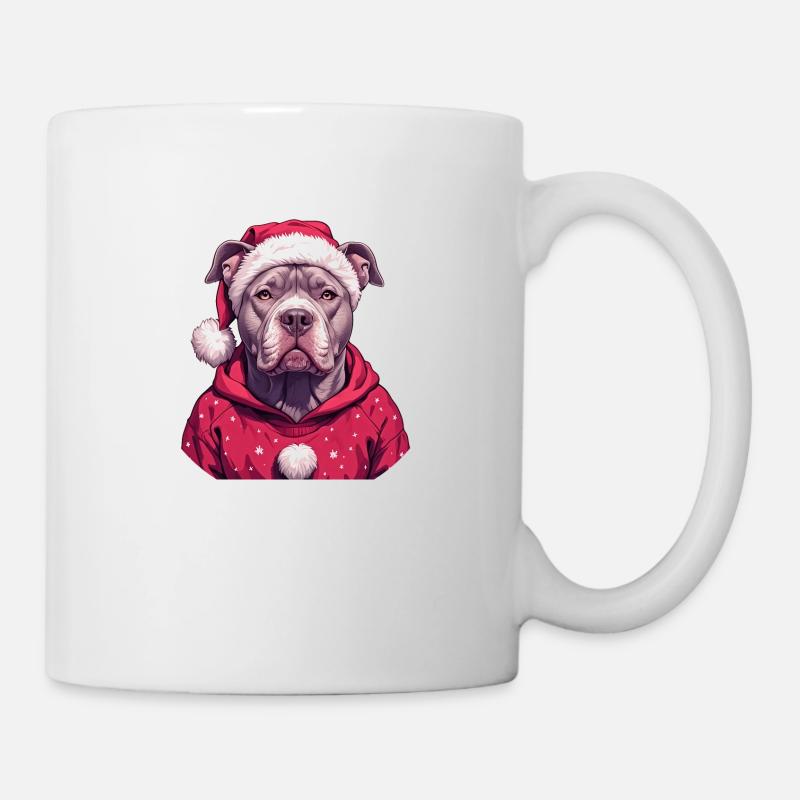 Christmas motif with a grey staffy - Mug - white