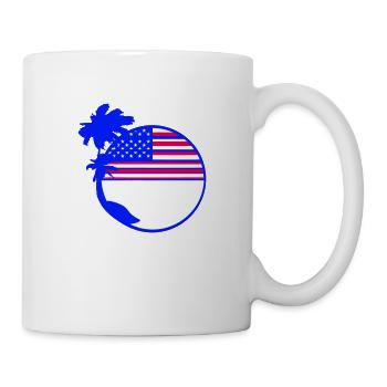 USA Flagge Palmen Sterne und Streifen Amerika Rund - Tasse - Weiß - Rechts
