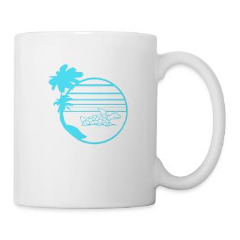 Palm Trees Turtle Swimming Stripe Sun Round - Mug - white - Right