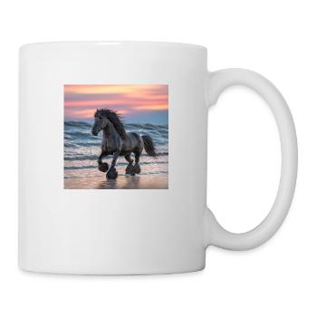 Friesenpferd am Strand - Tasse - Weiß - Rechts