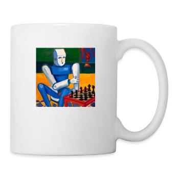 Robot d’échecs, peinture à l’huile, œuvre d’art - Mug blanc - blanc - Droite