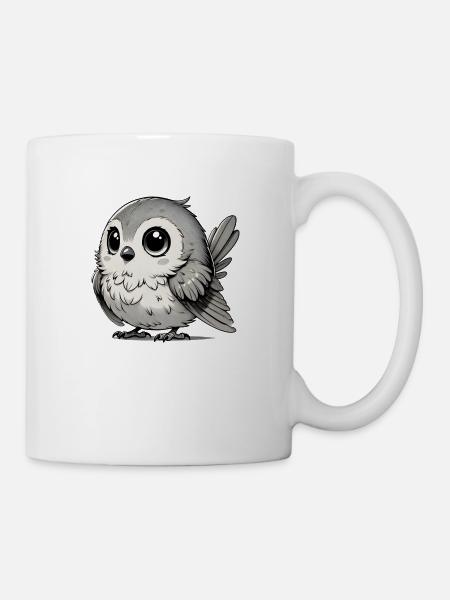 Pica, the Cute Featherball Friend - Mug - white