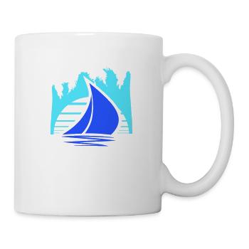 Ship Sun Stripe Sailor Captain Water Boat - Mug - white - Right