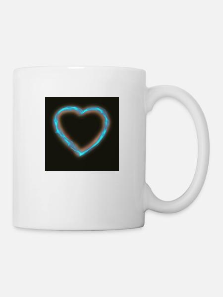 Blaues Wasser Herz mit Beleuchtung - Tasse - Weiß