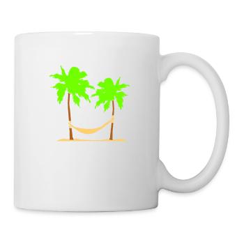 Hamac sous 2 palmiers loisirs plage dormir - Mug blanc - blanc - Droite