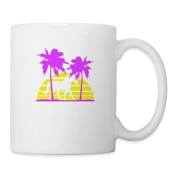 Horse Riding Lines Rider Sun Palm Trees Silhouette - Mug - white - Right