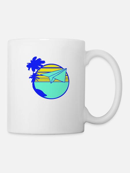 Avion en papier Avion Avion Avion Vol Voyage Cool - Mug blanc - blanc
