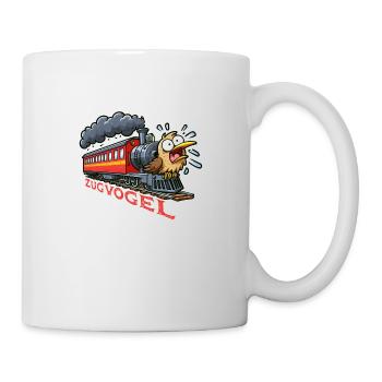 Zugvogel - Witziges Wortspiel im Cartoon Stil - Tasse - Weiß - Rechts