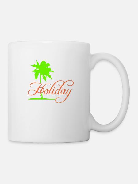 Holiday Palme Text Spruch Urlaub Erholen Reisen - Tasse - Weiß