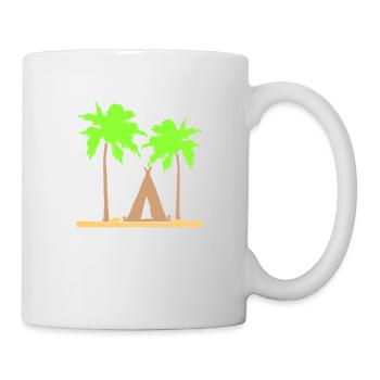 tente palmiers loisirs plage vacances camping-car en plein air - Mug blanc - blanc - Droite