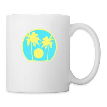 Deux Palmiers Île Soleil Coucher De Soleil Rond Bleu - Mug blanc - blanc - Droite