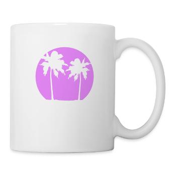 Deux Palmiers Île Soleil Coucher De Soleil Rond Rose - Mug blanc - blanc - Droite