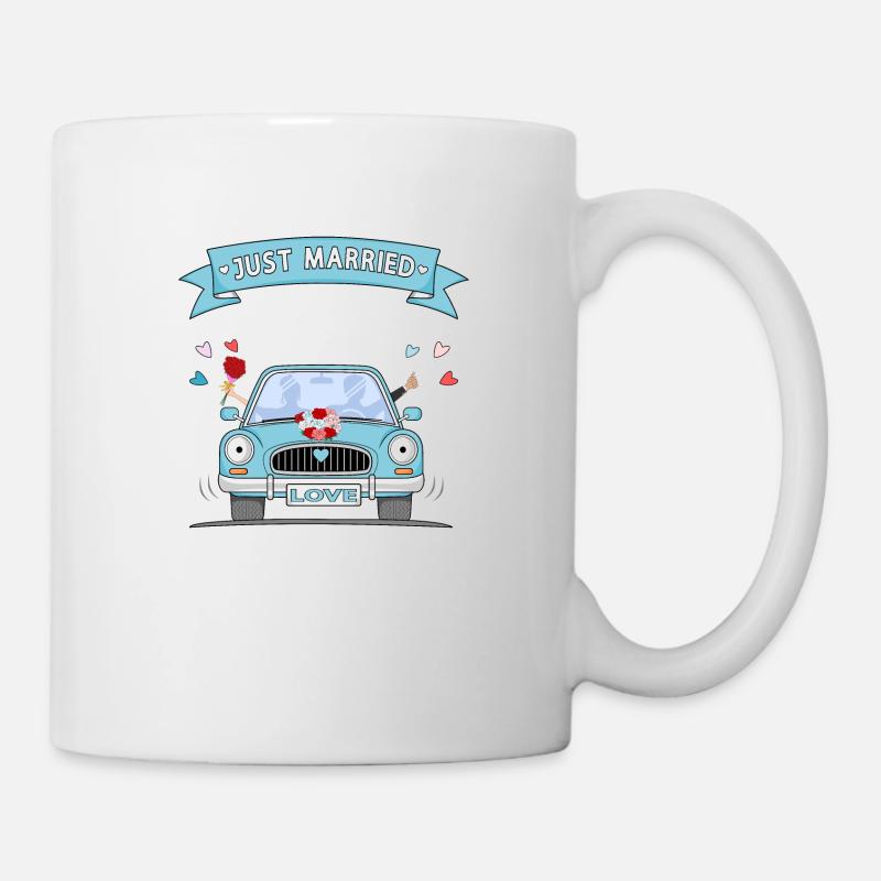 Just married Hochzeitsauto Turkis - Tasse - Weiß