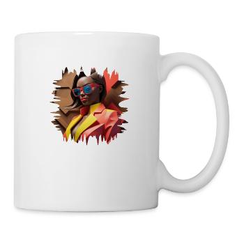 Stylized cubist portrait of a white and man women - Mug - white - Right