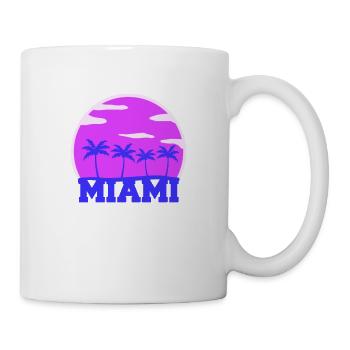 Miami USA Palmen Strand Sonne Amerika Florida Logo - Tasse - Weiß - Rechts