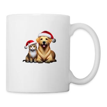 Christmas Corgi and Cat - Tasse - Weiß - Rechts