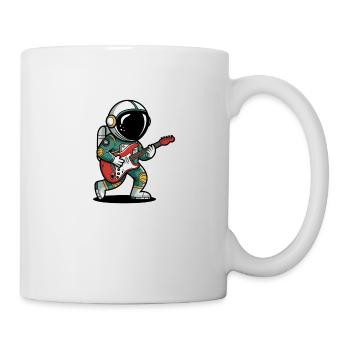 Raumfahrer, der Gitarren-lustigen Rock Cartoon - Tasse - Weiß - Rechts