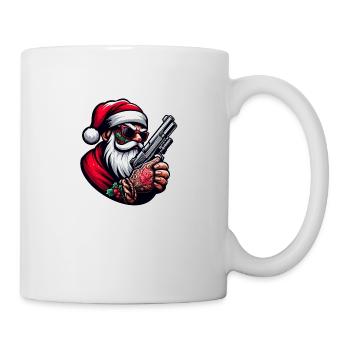 Gangster Weihnachtsmann mit Pistole - Tasse - Weiß - Rechts