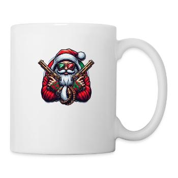 Weihnachtsmann mit zwei goldenen Pistolen - Tasse - Weiß - Rechts