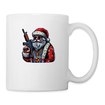 Weihnachtsmann mit AK 47 und lustigem Spruch - Tasse - Weiß - Rechts