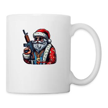 Weihnachtsmann mit AK 47 und lustigem Spruch - Tasse - Weiß - Rechts