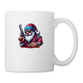 Santa mit Pistole und lustigem Spruch - Tasse - Weiß - Rechts